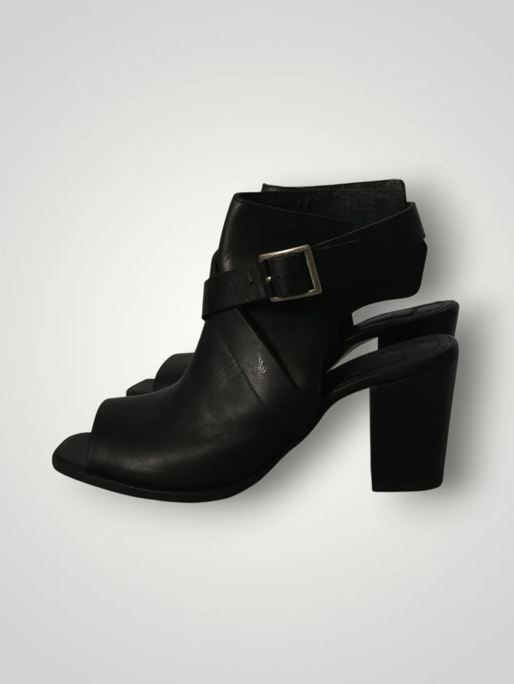 Wolverine 1883 Piper Open Toe Slingback‎ Bootie 9M Black Leather Office Siren